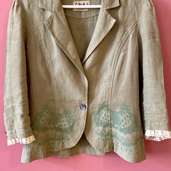 Juicy Couture fitted Green Linen Jacket size 6 - Picture 2 of 7